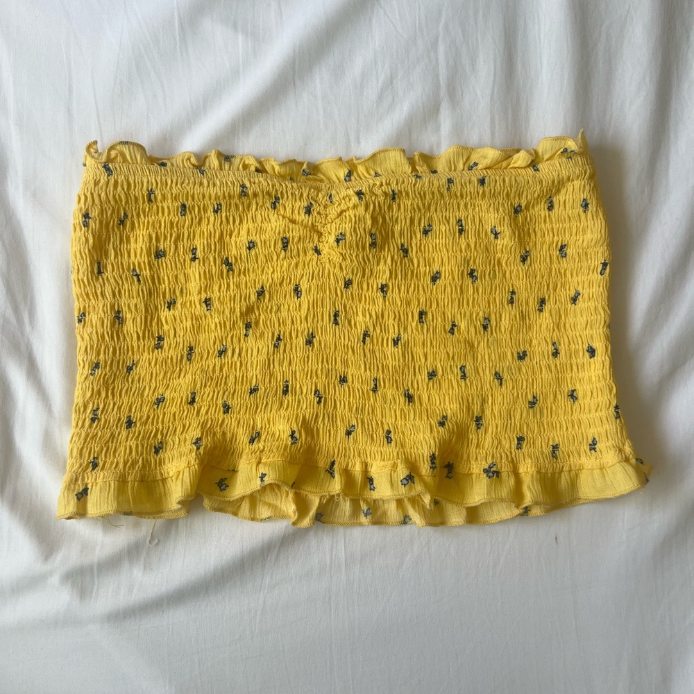 PacSun Yellow Smocked Tube Top